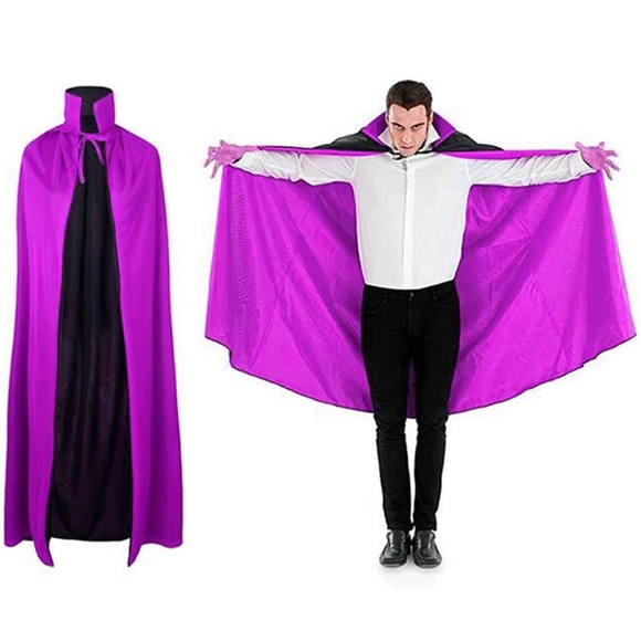 Vampire Cape 55In Costume Adult Collar Halloween Raven Cosplay, Dracula Purple - Picture 5 of 10